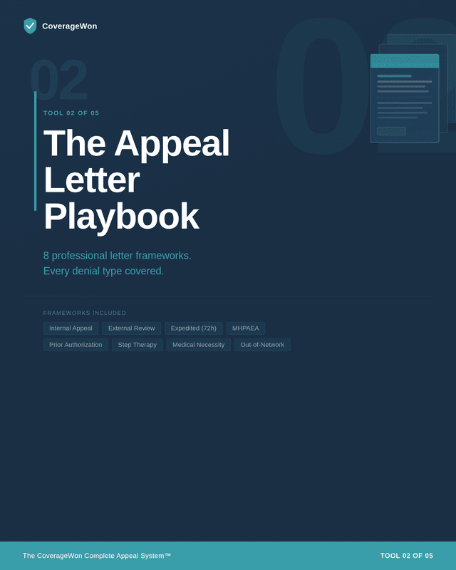 The Appeal Letter Playbook cover — CoverageWon Tool 02 of 05