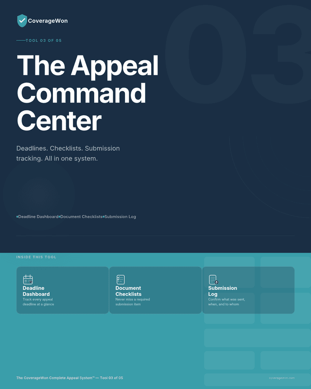 The Appeal Command Center cover — CoverageWon Tool 03 of 05